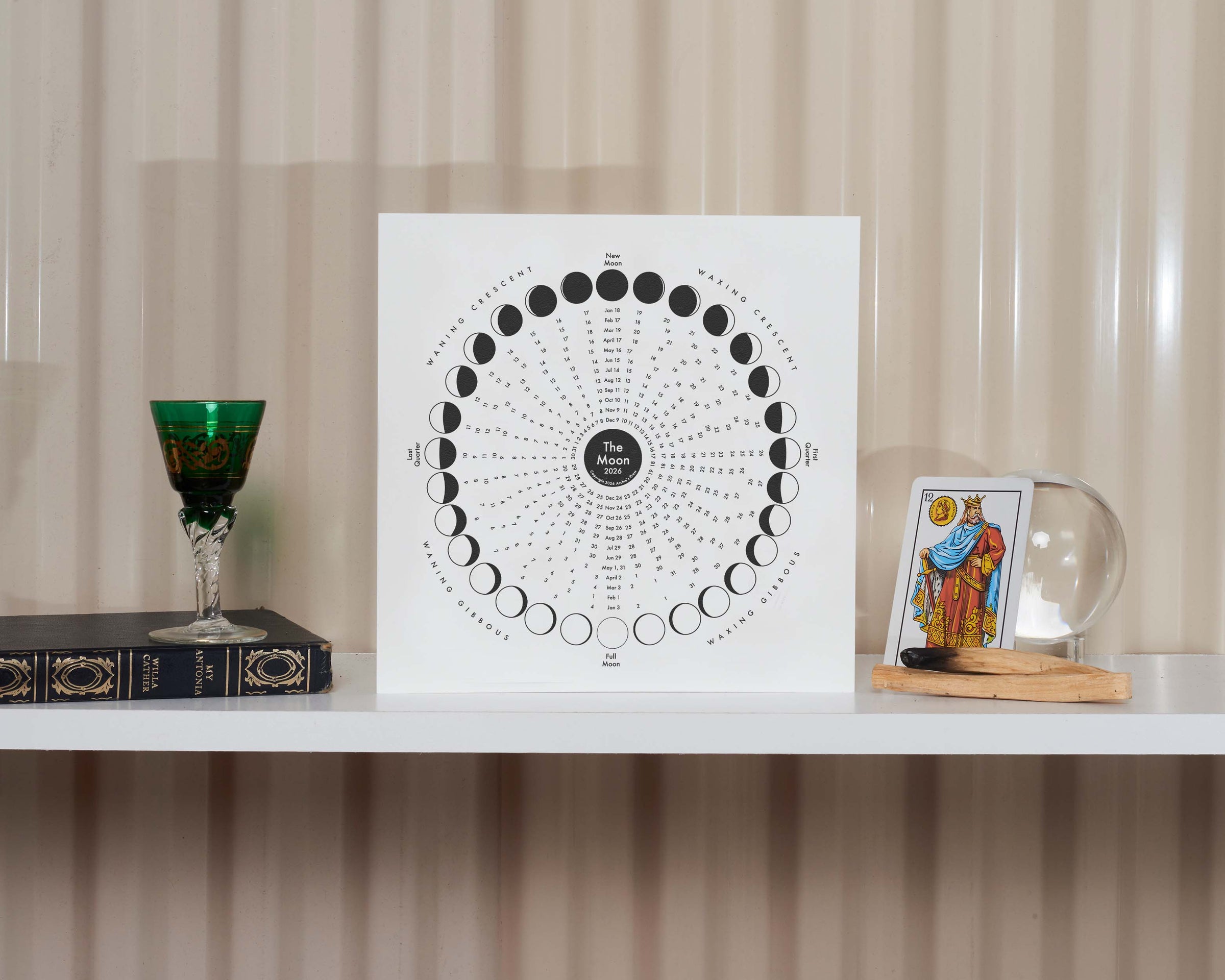 2026TYPE-MOONカレンダー Amazon.com: 2026 Moon Phases Calendar Poster 11x17 Unframed Print
