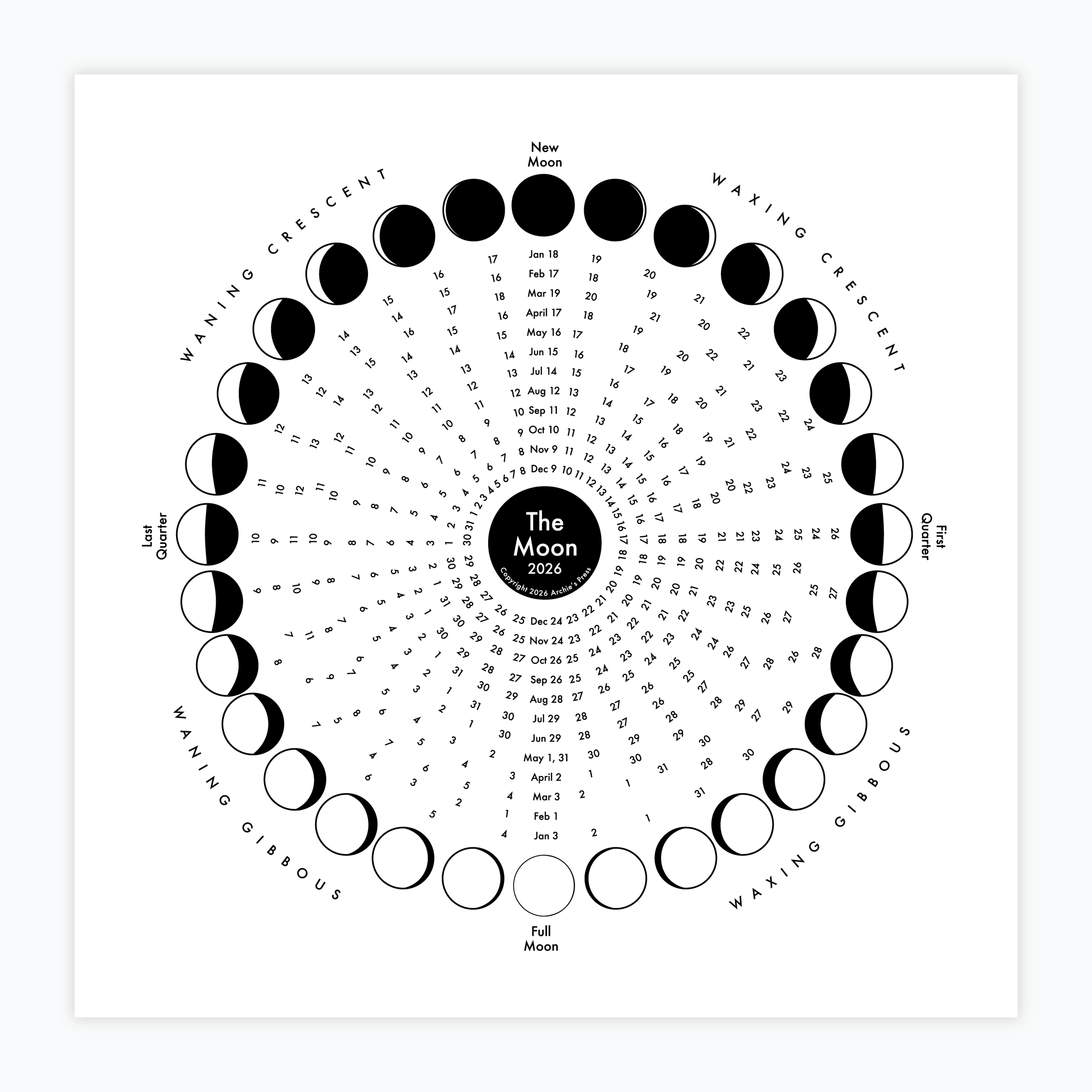 2026 Lunar Calendar Print | Magpie & Tiger